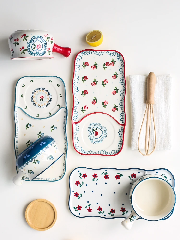 Керамическая тарелка японские блюда для завтрака набор столовых приборов одного