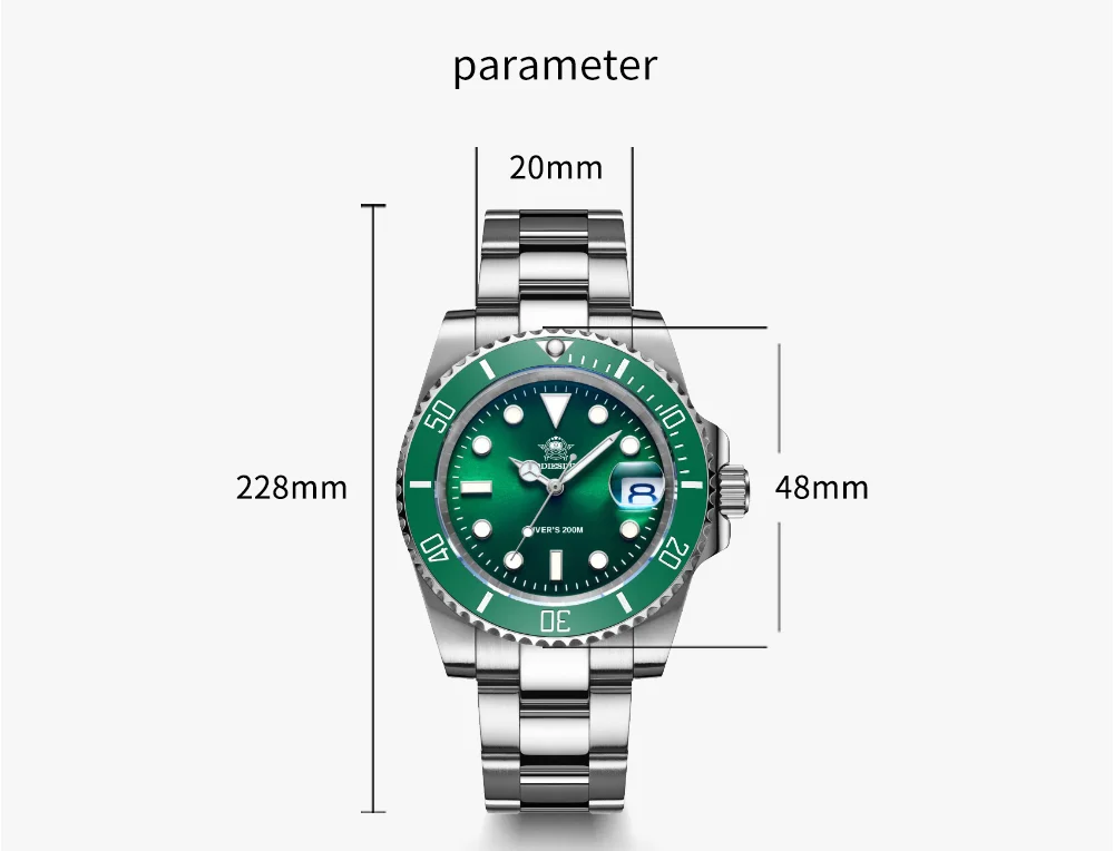 mergulhador relógio 200 m c3super luminoso esporte