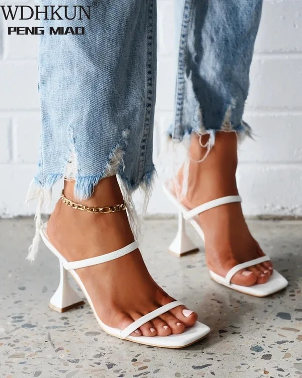 

2021 Brand Women Summer Outdoor Sandal High Square Heel Ladies Women Slipper Elegant Women Slides Shoes