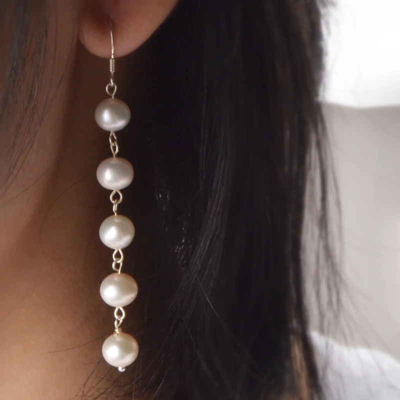 Женские длинные серьги ASHIQI модные корейские драгоценности из серебра 925 пробы с