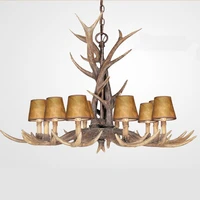 europe country 10 heads chandelier american retro lamp fixture resin deer horn antler lampshade decoration e14 110 240v