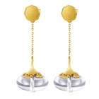 Lotus Fun реальные 925 серебро современный китайский Стиль ручной работы дизайнер ювелирных украшений Природный кристалл серьги для женщин