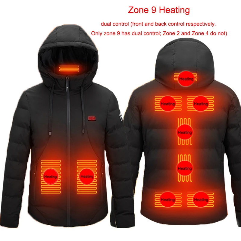 

2021 New 2/4/9 Places Heated Jacket Men & Women Coat Intelligent USB Electric Heating Thermal Coat Winter Heated Vest Plus Size
