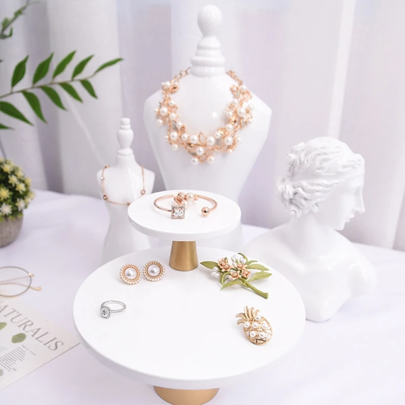 

Round Cupcake Stand Dessert Display Rack Jewelry Rings Necklaces Storage Showing Shelf Plate Tray for Wedding Birthday