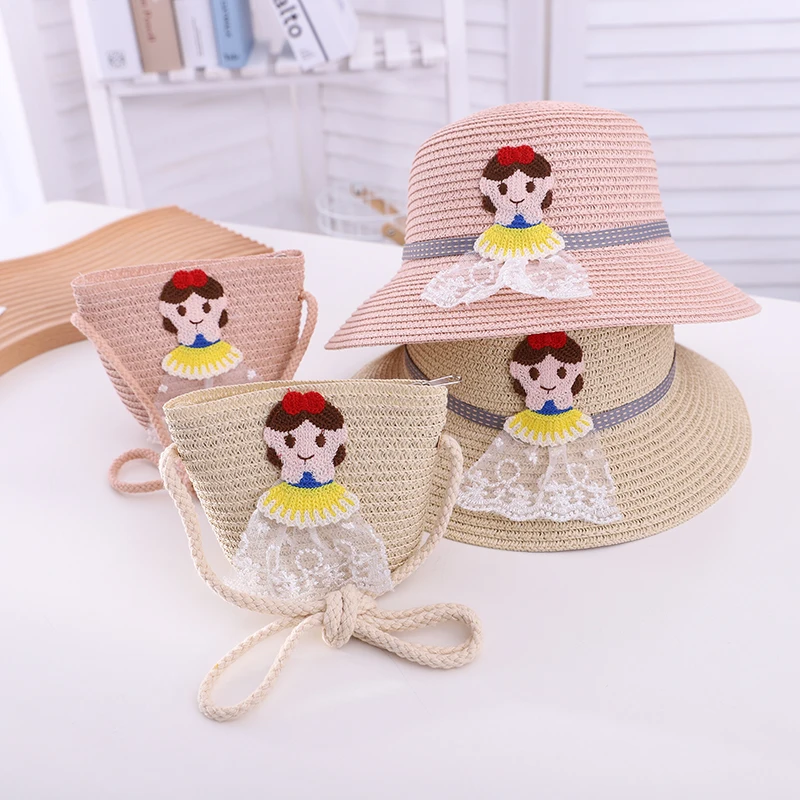 

New Summer Cute Girls Flower Band Ribbon Straw Hat Kids Princess Baby Floral Outdoor Sun Hat Women Weave Panama Gorros