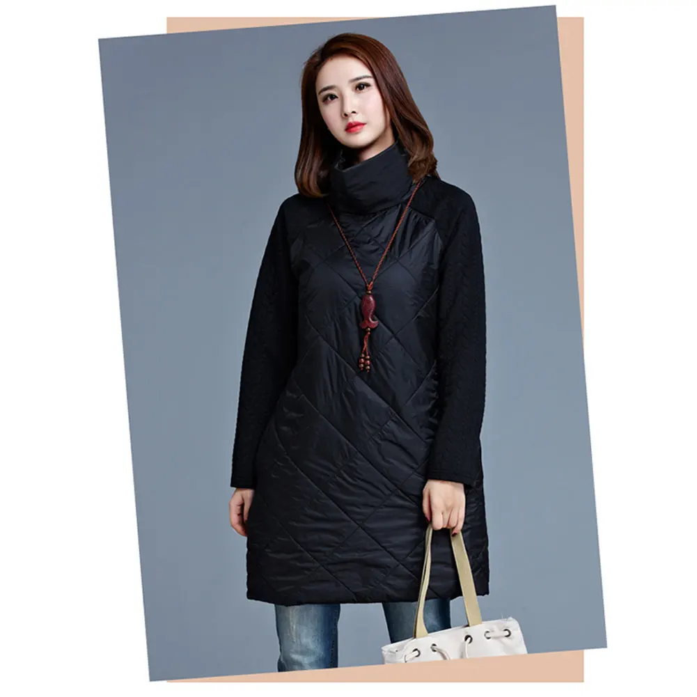 

Warm Fashion Casual Loose Soft Autumn Winter High Collar Long Sleeve Daily Solid Women Dress