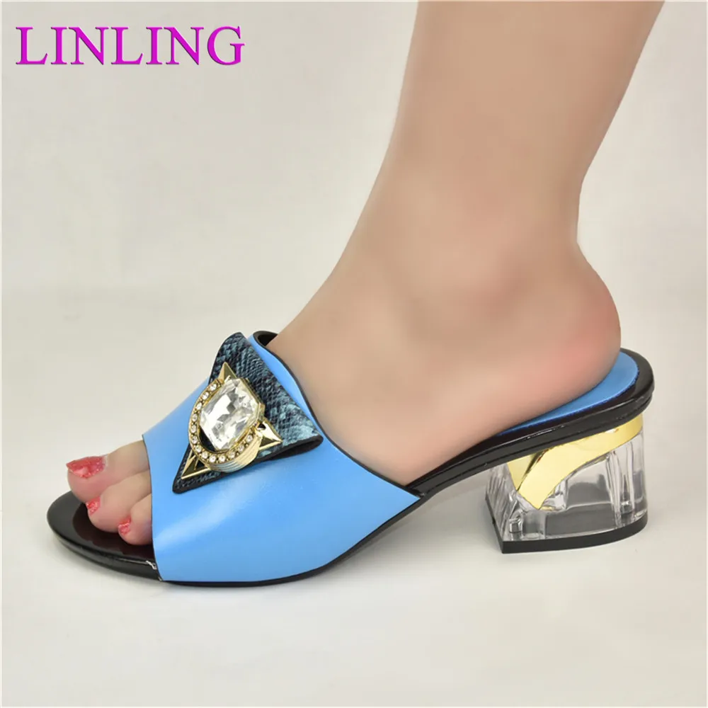 

New Arrival Women Slipper Elegant Italian Women Sandals Shoes for Parties African Wedding Low Heels Slipper Women Pumps Shoes