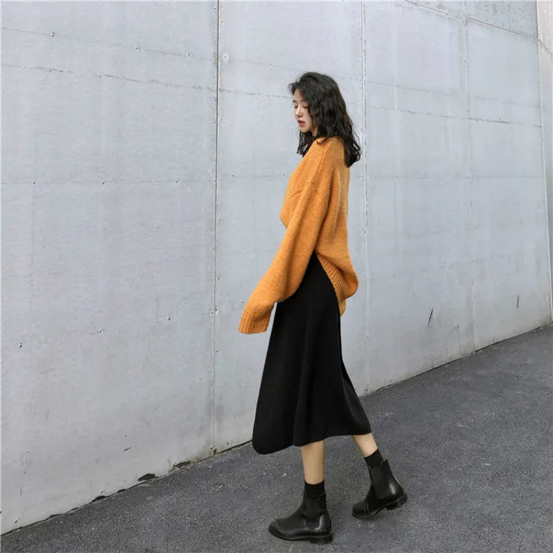 Новинка 2019 осенне-зимняя женская плиссированная юбка с разрезом элегантная