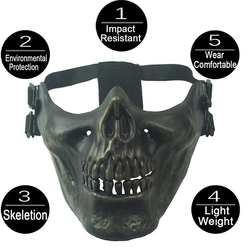 Тактическая Маска на рот для страйкбола косплея Хэллоуин черепа военных игр