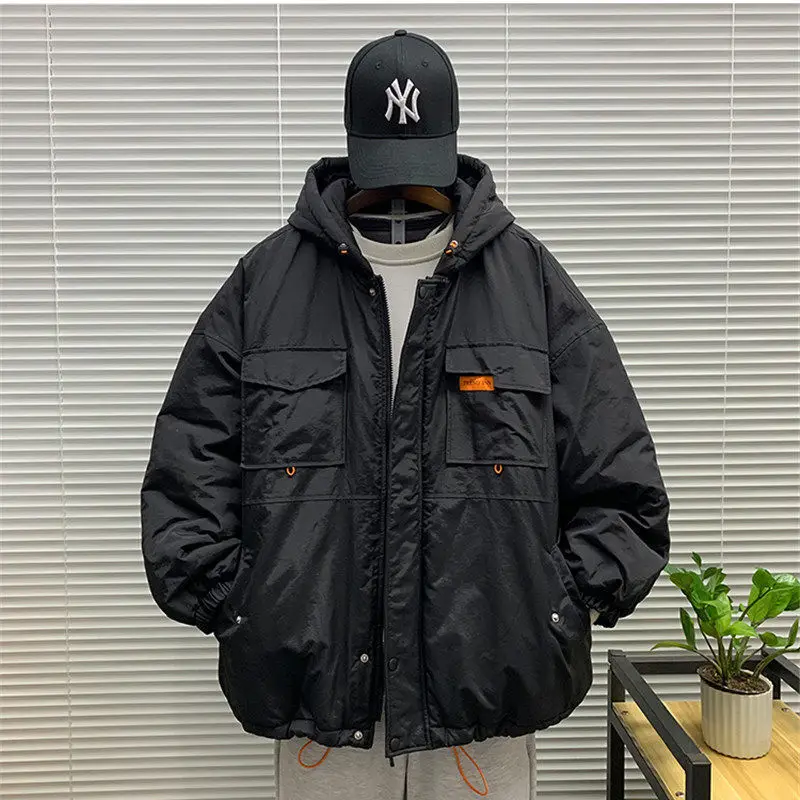 

Winter Men's Jacket Cargo Warm Casual Windbreaker Loose Thick Parkas All-match Hip Hop Fashion Coat Hooded Windproof Streetwear