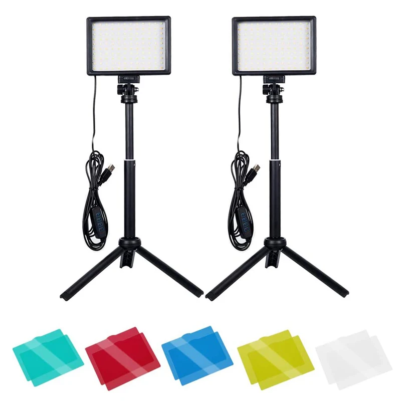 

LED Video Light Dimmable 5600K USB with Adjustable Tripod Stand / Color Filters Selfie Light for Photography tik tok Vlog