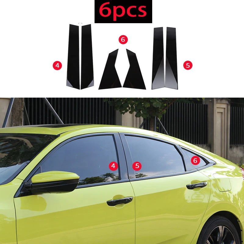 Для Honda Civic 10 2016 2017 2018 2019 2020 черная отделка для подоконника из нержавеющей стали