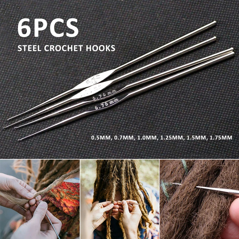 

6Pcs/Set Steel Crochet Hooks 0.5mm-1.75mm Knitting Needle For DIY Craft Lace Crochet Needles Sweater Scarf Weaving Tools