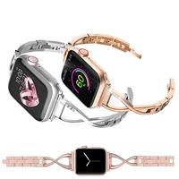 woman slim metal bracelet for apple watch band 41mm 45mm 40mm 44mm diamonds strap fit iwatch series 3 4 5 se 6 7 accessories