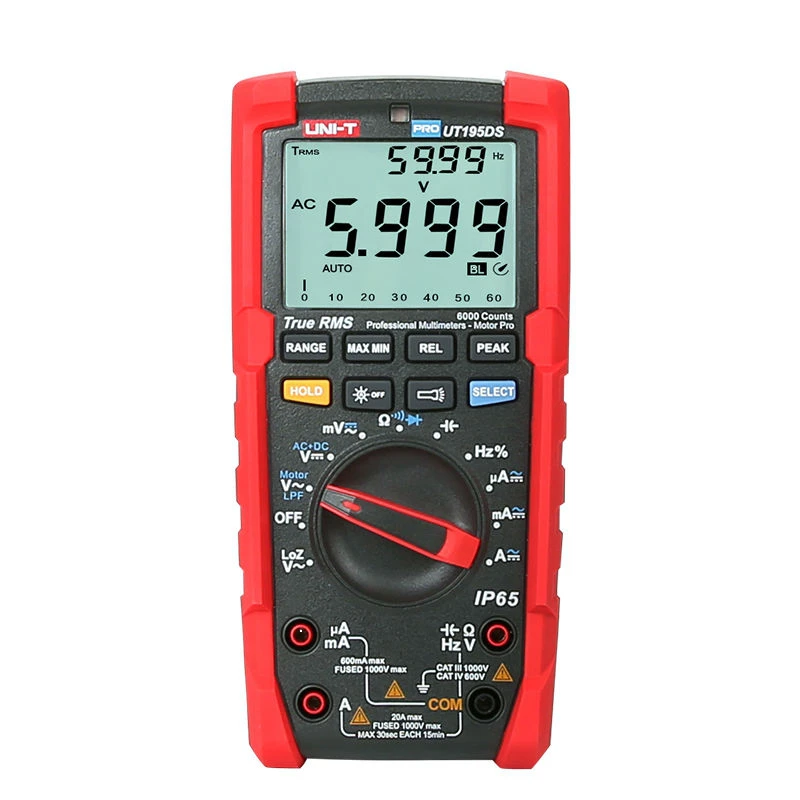 

UNI-T UT195E/UT195M/UT195DS Professional Multimeters True RMS IP65 Waterproof/Dustproof/Fall-proof Digital Multimeter LoZ ACV Duty ratio