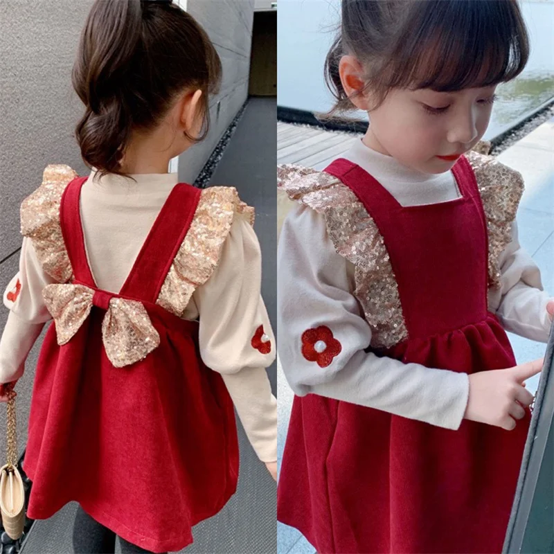 

Girl Dress Kids Baby Party Evening Gown Cotton 2022 Two Piece Thicken Winter Autumn Cotton Flower Girl Dress Vestido Robe Fille