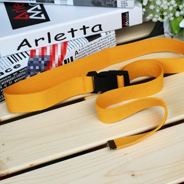 yellow plastic Женские, мужские, унисекс, холщовые ремни, повседневные, женские, с пластиковой пряжкой, тактические, поясные ремни, Harajuku, одноцветные, длинные, черные, джинсы, пояс - Цвет: yellow plastic