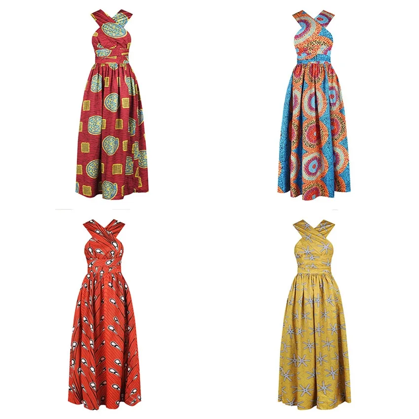 

2020 Summer Style Long African Dress Women Traditional African Multiple Wear Print Clothing Dashiki Elegant Dresses Costumes