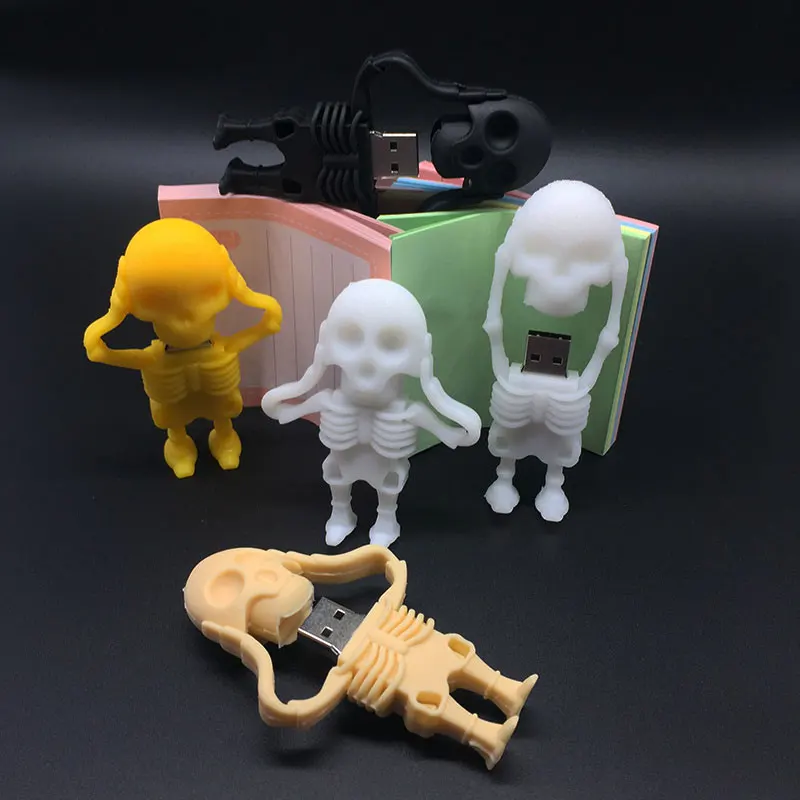 usb флэш-накопитель 128 ГБ, флеш-накопитель 32 ГБ, черный череп, скелет, флешка, 16 ГБ, 8 ГБ, 64 ГБ, usb 2,0, usb память, подарок на Рождество, Хэллоуин