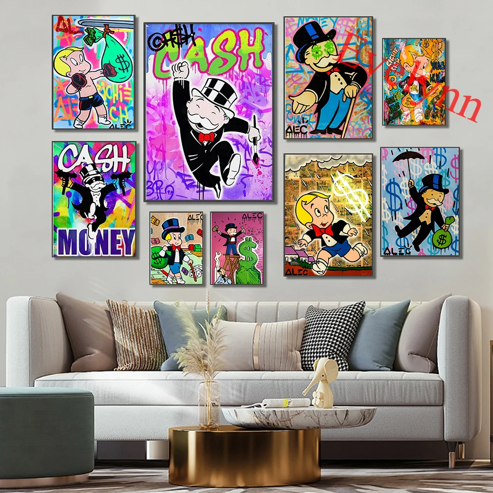 

Fashionable Alec Monopoly Poster Dollar Painting Famous Poster.Alec Monopoly Man Graffiti Art Home Decor Canvas Wall Art Prints