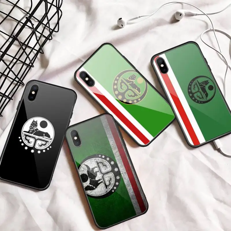 

Chechnya flag Logo pattern Phone Case Tempered glass For iphone 5C 6 6S 7 8 plus X XS XR 11 PRO MAX