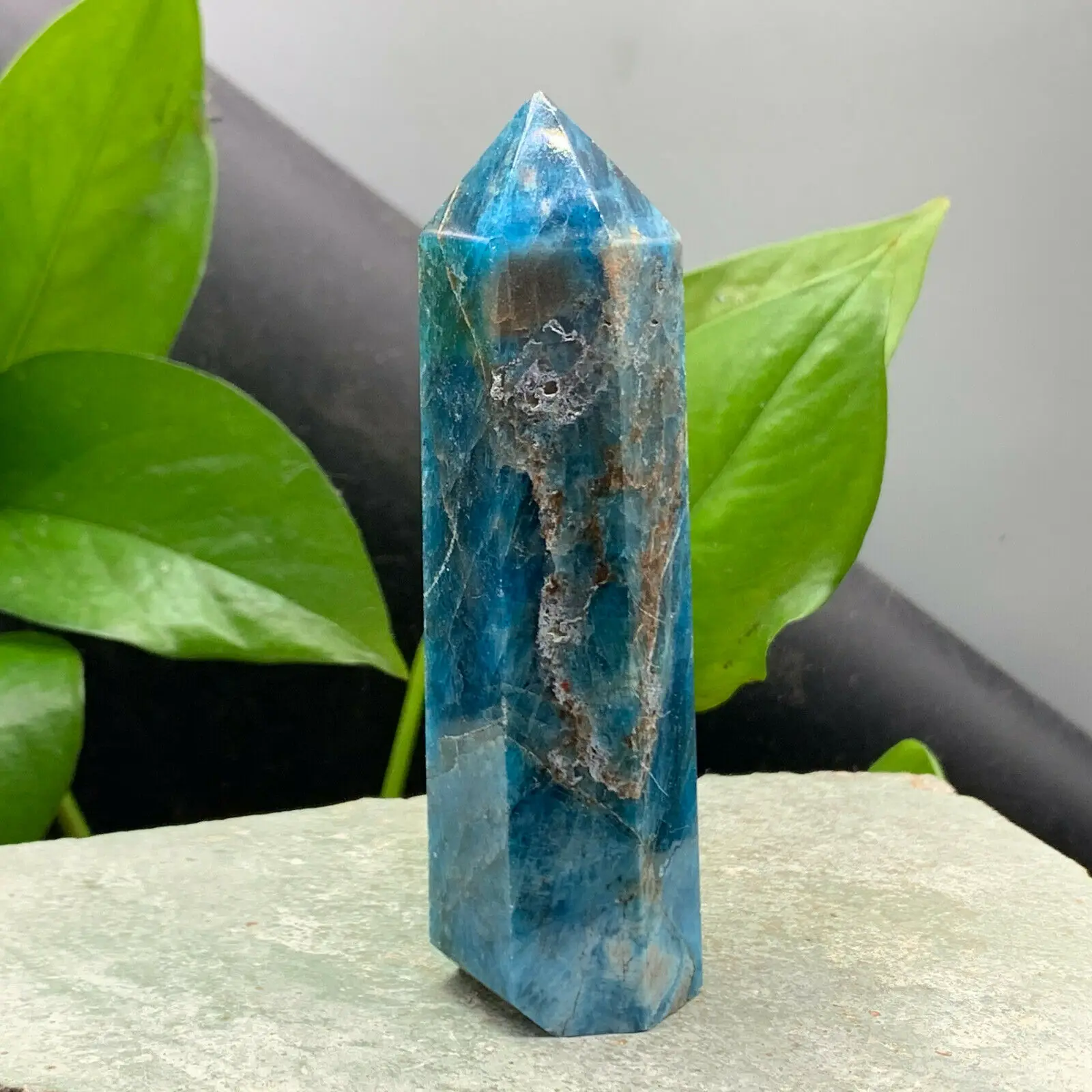 

Natural blue, phosphorous gray square point quartz crystal energy