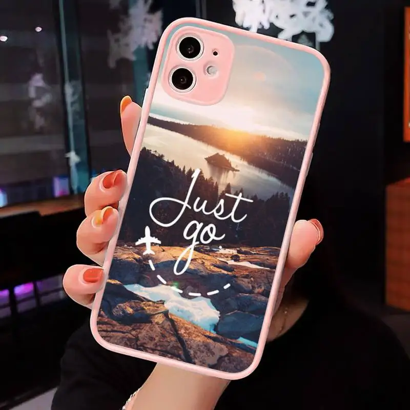 

Travel mountain sea beach quotes Phone Cases matte transparent For iphone 7 8 11 12 plus mini x xs xr pro max cover