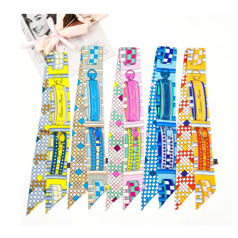 

2020 Small Silk Scarf For Women New Print Bag Brand Fashion Head Long Scarves Wholesale Bandana Hijab Pashmina Foulard Femme