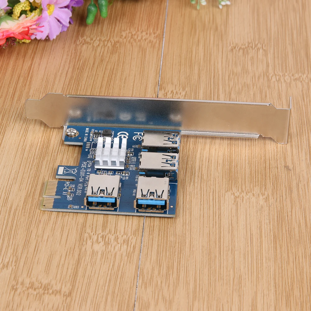 

2021 Transfer Card Extender Adapter EUX1-0 PCIE to PCIE Adapter 1 to 4 PCIE Slot USB 3.0 Mining Riser Card Converter