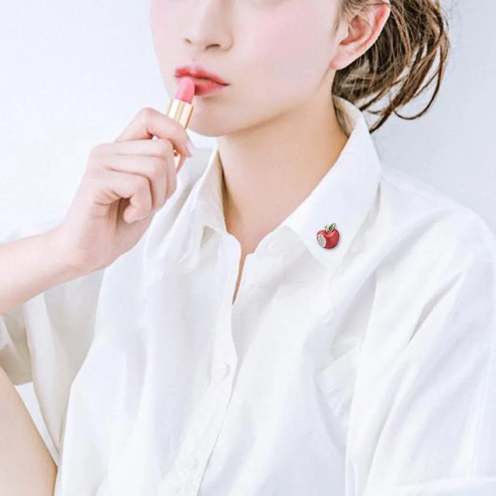 Dalaful Милая женская рубашка воротник брошь булавки красный кристалл украшение