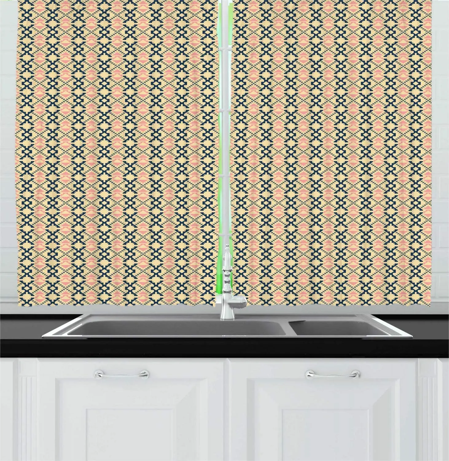 Цвета шампанского ночные синие этнические кухонные шторы ритмичные