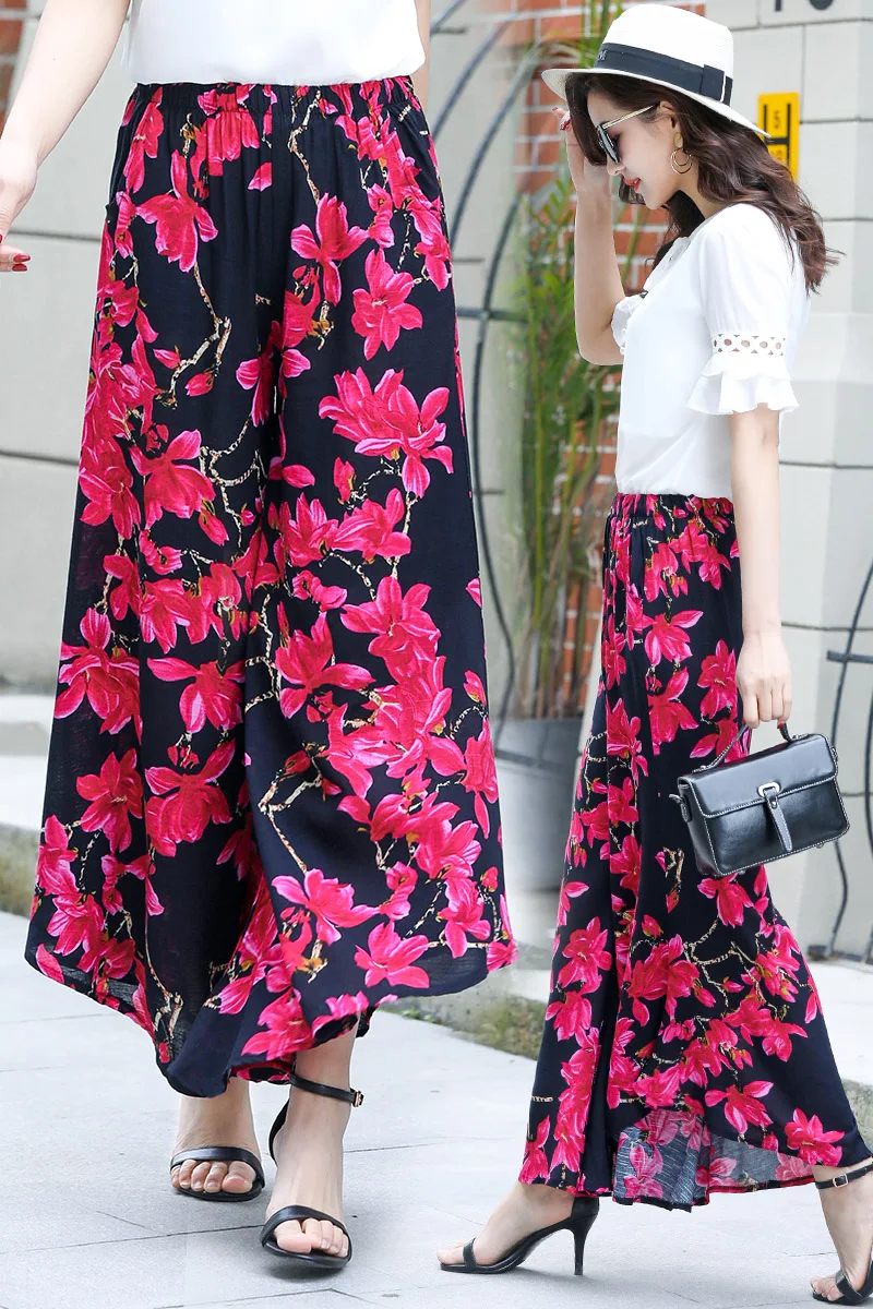 Брюки женские хлопково льняные с широкими штанинами повседневные пляжные