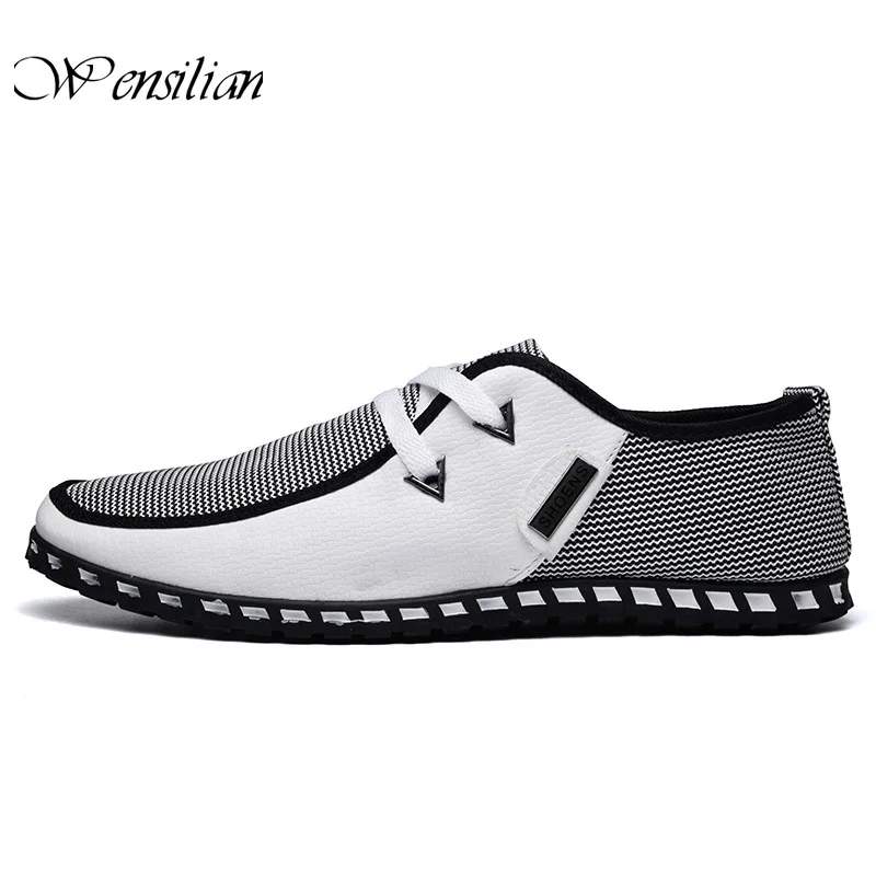 Мокасины мужские кожаные повседневная обувь для вождения без застежки плоская