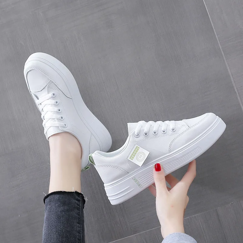 2021 удобные кроссовки на толстой подошве женские модные повседневные белые