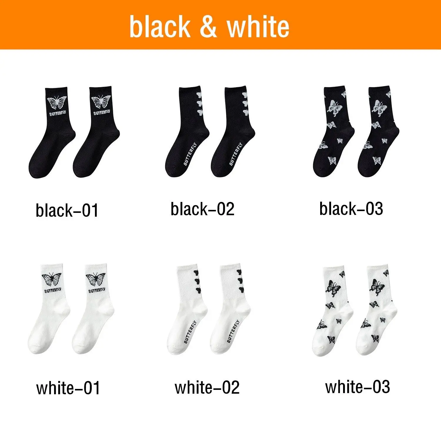 

New Kawaii Butterfly Socks For Women Streetwear Harajuku Crew Women Korea Funny Black Cool Socks Fashion