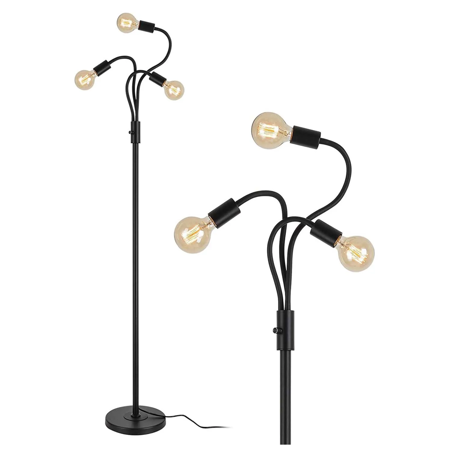 

Adjustable Hose Gooseneck Arms Floor Lamp, 3-lights E27, Reading Work Light Living Room Bedroom Office Dormitory Office Cafe