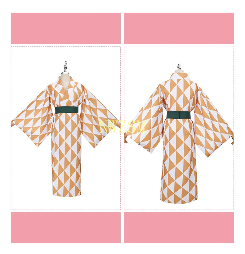 

Anime! Demon Slayer: Kimetsu no Yaiba Agatsuma Zenitsu 2020 Summerfest Bathrobe Uniform Cosplay Costume Women Kimono