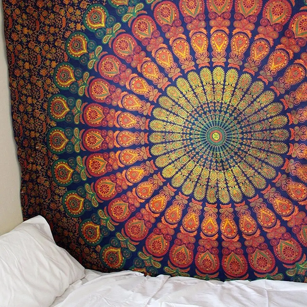 

Large 200x150cm Mandala Indian Tapestry Wall Hanging Bohemian Beach Mat Polyester Blanket Yoga Mat Home Bedroom Art Carpet