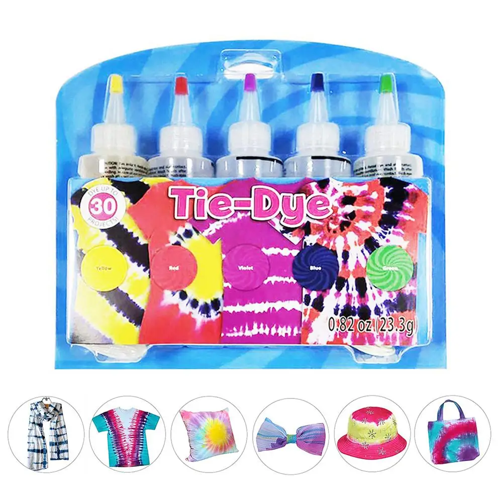 5Colors Tie Dye Kit DIY Garment Graffiti Fabric Textile Paint Arts Clothes Non-toxic Cotton Linen Clothing Dyes Tool |