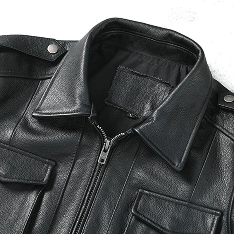 

Classical Cowhide Motorcycle Jackets Men Leather Jacket 100% Natural Cow Skin Thick Motor Jacket Winter Factory
