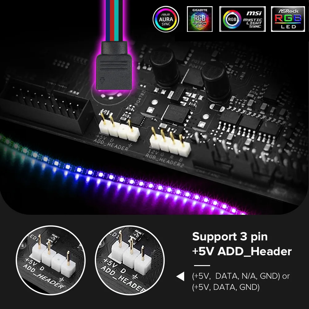 Компьютер Адресуемых Светодиодный светильник s PC MSI ASUS RGB2.0 Aura SYNC AORUS 3 контактный