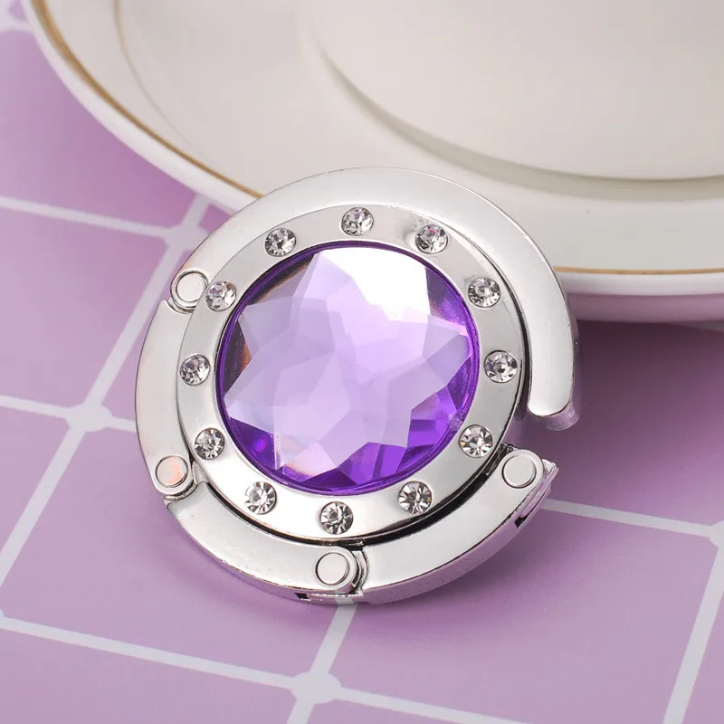 Light purple 1 шт., переносная металлическая складная сумка, кошелек, крючок, вешалка для сумки, кошелек, крючок, держатель для сумки, сумка, складной крючок для стола - Цвет: Light purple