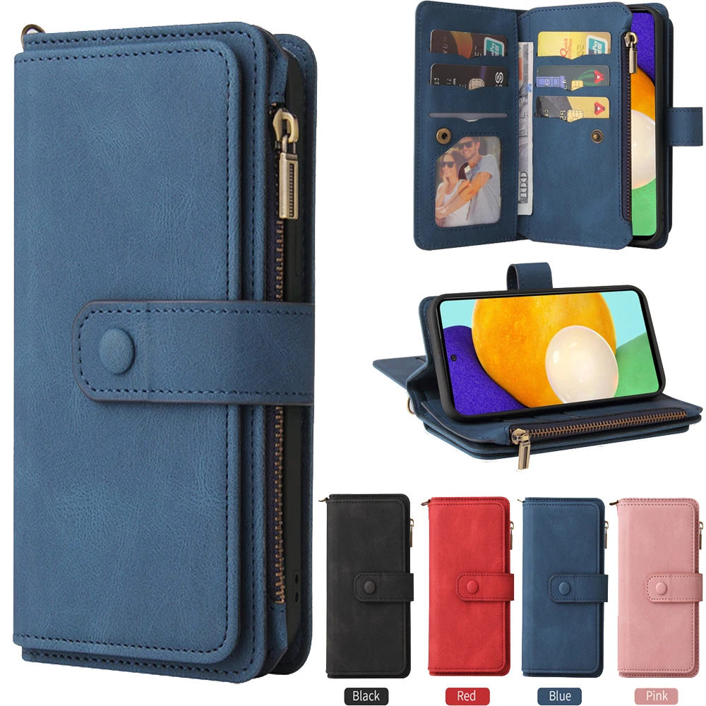 

Zipper Wallet Flip Leather Case for Samsung Galaxy A52 5G 4G Luxury 15-Card Slot Cover for Galaxy A52 Case A52 SM-A526 A525 Etui