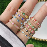 10pcs fashion gold color enamel stacking rings for woman micro pave cz eye minimalist thin open adjustable charm jewelry ring