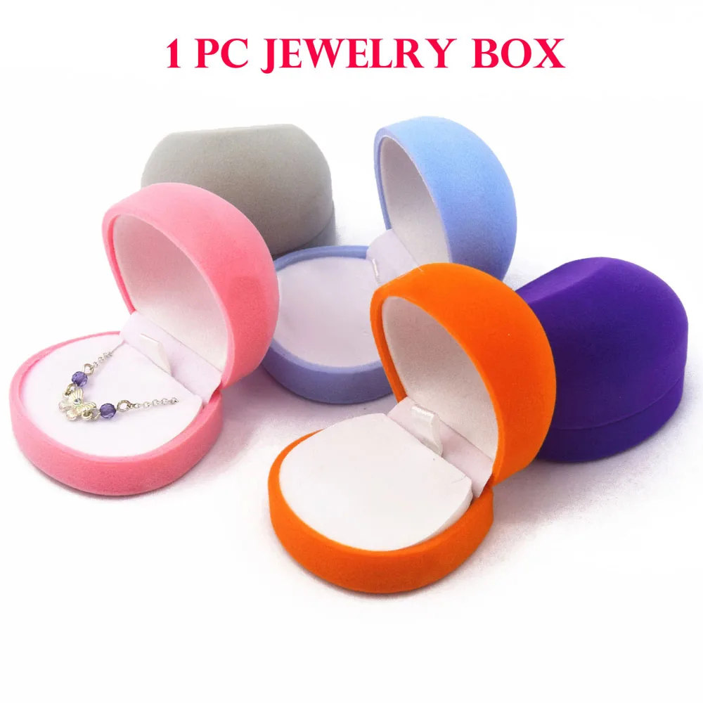 

Fashion Cute Velvet Ring Earrings Necklace Casket Present Gift Boxes For Jewellry Set Display Valentine Day Packing Jewelry Boxe