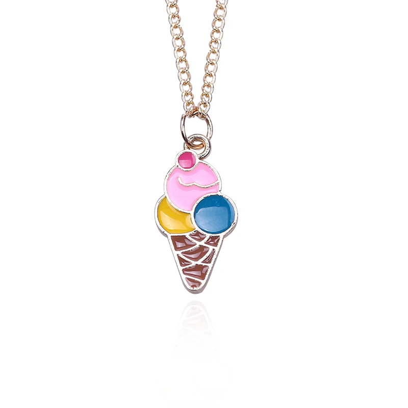 

DIY Cute Food Choker Necklace For Women Colorful Ice Cream Pendant Chain Necklaces&Pendants Christmas Gift Fashion Jewelry Gift