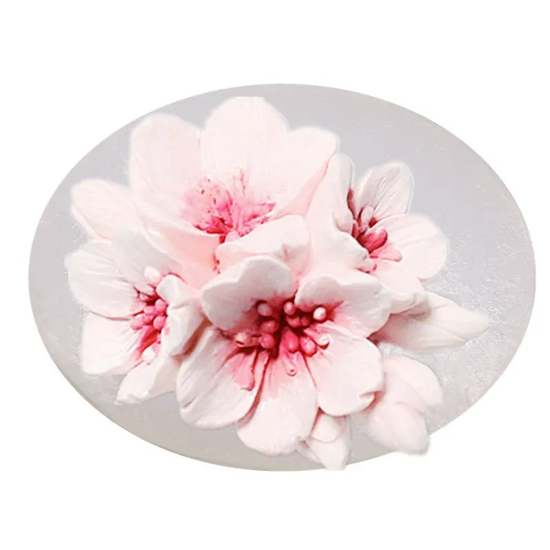 

3D Peach Blossom Car Aroma Plaster Mold Cake Fondant Silicone Mold