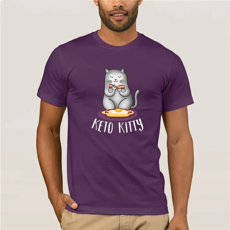 

Hot men's fun casual print T-shirt Keto Kitty Baseball t shirt Fashion T Shirt 100% Cotton