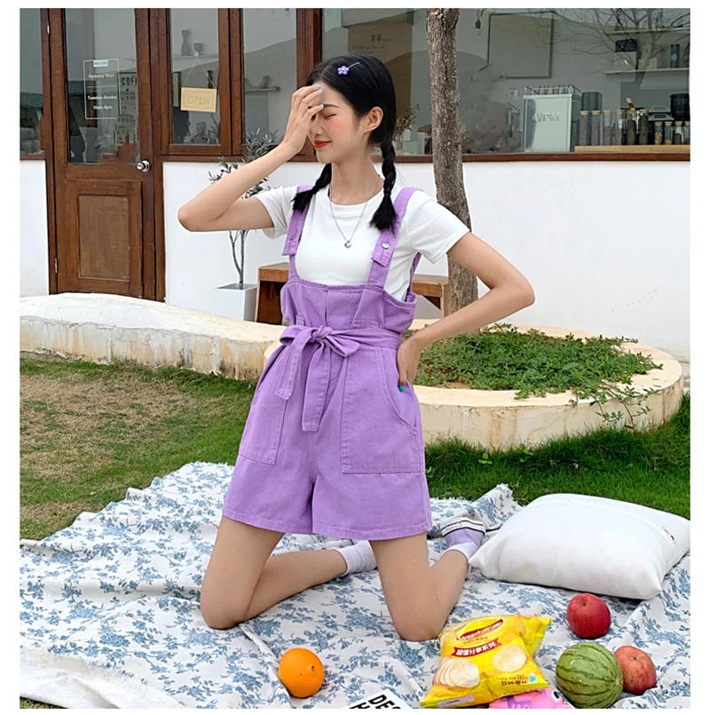 Свободный шифоновый комбинезон повседневный в Корейском стиле с высокой талией