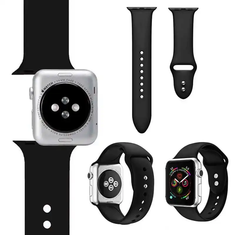 Silicone Strap For Apple Watch Band 44mm 40mm 38mm 42mm Rubber Belt SmartWatch Bracelet WatchBand For iWatch Series SE 6 5 4 3 2